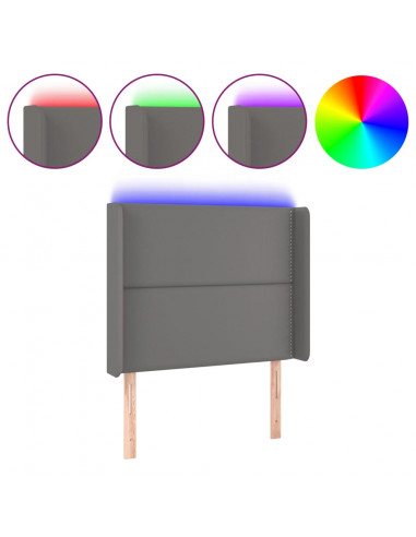 Testiera a LED Grigio 103x16x118/128cm in Similpelle