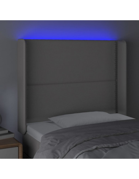 Testiera a LED Grigio 103x16x118/128cm in Similpelle