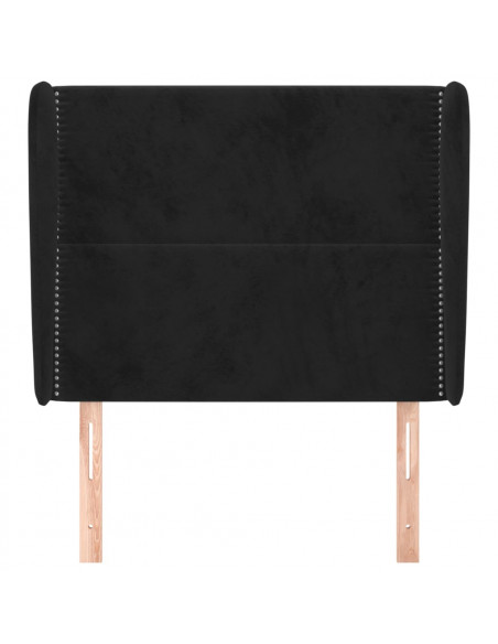 Testiera ad Orecchio Nera 83x23x118/128 cm in Velluto