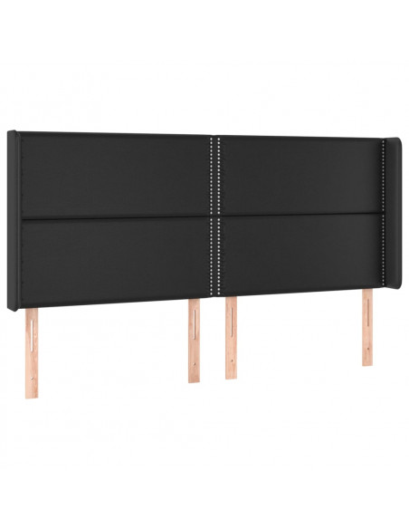 Testiera ad Orecchio Nera 203x16x118/128 cm in Similpelle