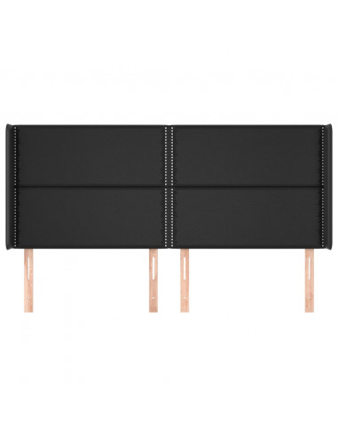 Testiera ad Orecchio Nera 203x16x118/128 cm in Similpelle