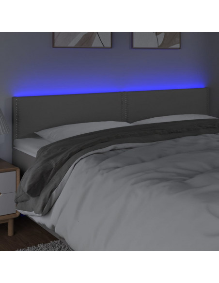 Testiera a LED Grigio 200x5x78/88 cm in Similpelle