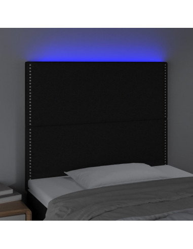 Testiera a LED Nera 80x5x118/128 cm in Tessuto
