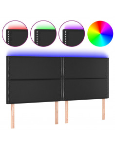 Testiera a LED Nera 200x5x118/128cm in Similpelle 2