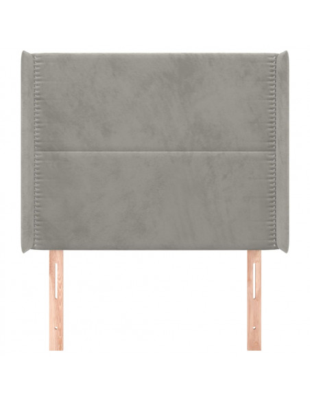 Testiera ad Orecchio Grigio Chiaro 83x16x118/128 cm in Velluto
