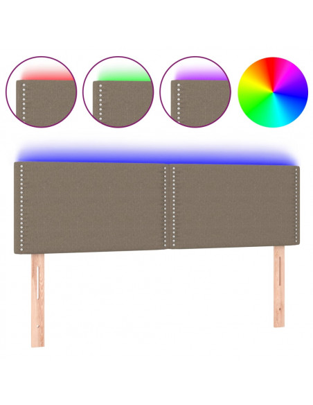 Testiera a LED Tortora 144x5x78/88 cm in Tessuto