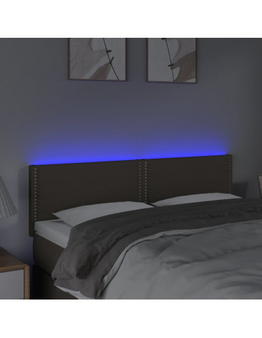 Testiera a LED Tortora 144x5x78/88 cm in Tessuto