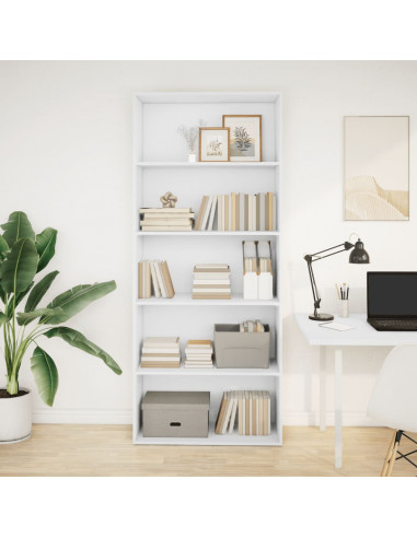 Libreria Bianca 80x30x189 cm in Legno Multistrato