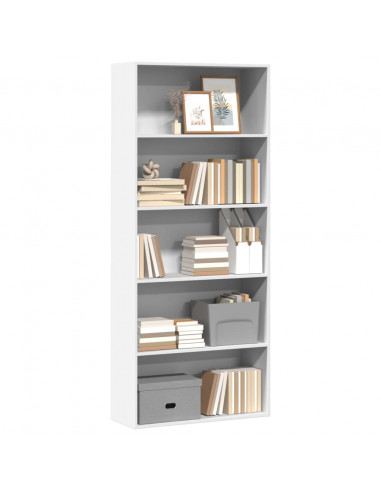 Libreria Bianca 80x30x189 cm in Legno Multistrato