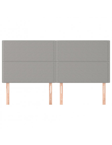 Testiera 4 pz Grigio Chiaro 90x5x78/88 cm in Tessuto