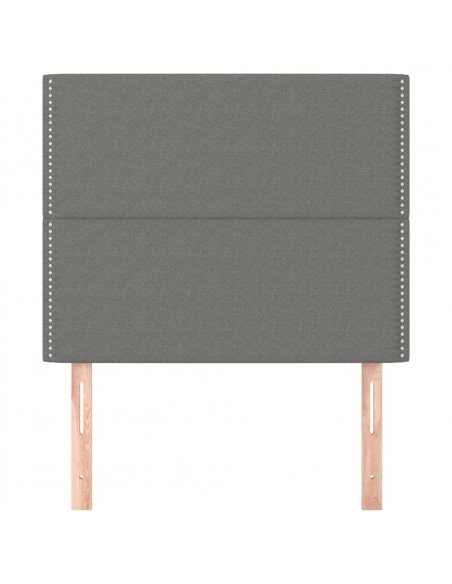 Testiera 2 pz Grigio Scuro 90x5x78/88 cm in Tessuto
