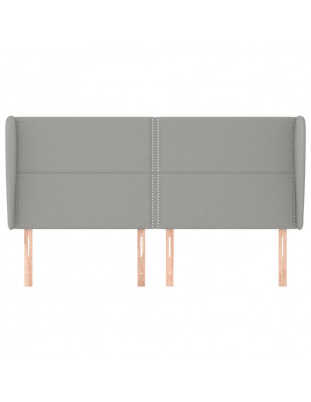 Testiera ad Orecchio Grigio Chiaro 163x23x118/128 cm in Tessuto