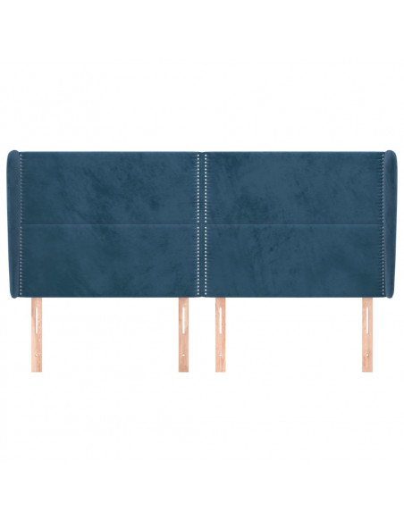 Testiera ad Orecchio Blu Scuro 163x23x118/128 cm in Velluto