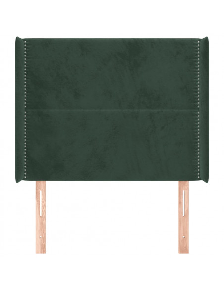 Testiera ad Orecchio Verde Scuro 83x16x118/128 cm in Velluto