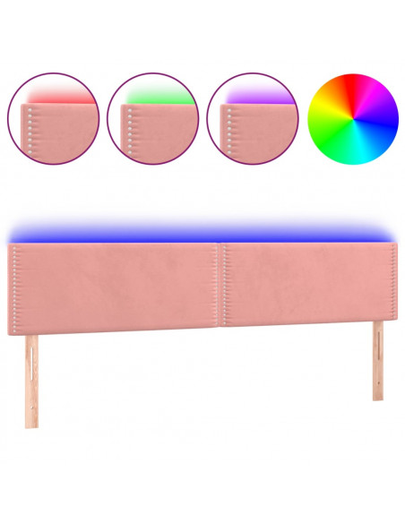 Testiera a LED Rosa 160x5x78/88 cm in Velluto