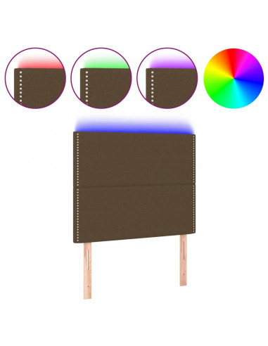 Testiera a LED Marrone Scuro 90x5x118/128 cm in Tessuto