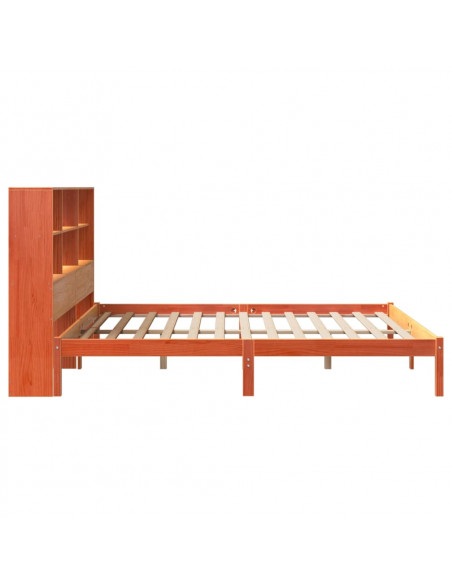 Letto Libreria senza Materasso Marrone Cera 180x200 cm in Pino