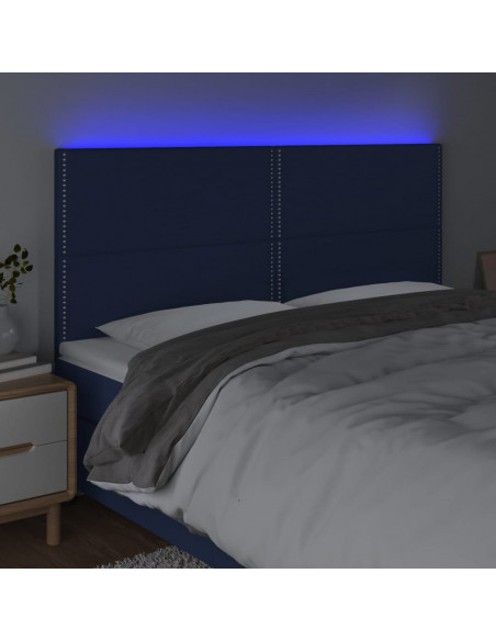 Testiera a LED Blu 180x5x118/128 cm in Tessuto