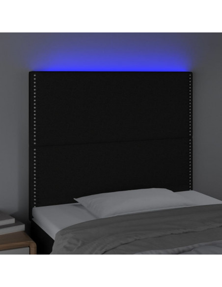 Testiera a LED Nera 100x5x118/128 cm in Tessuto
