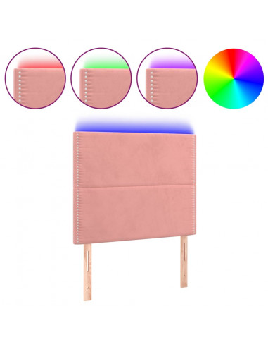 Testiera a LED Rosa 80x5x118/128 cm in Velluto