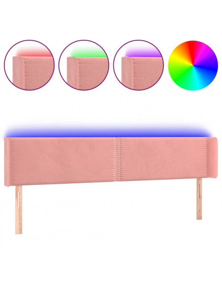 Testiera a LED Rosa 163x16x78/88 cm in Velluto