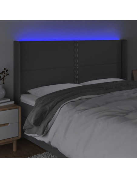 Testiera a LED GrigioScuro 163x16x118/128cm inTessuto