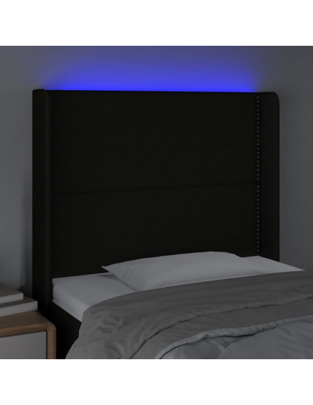 Testiera a LED nero 93x16x118/128 cm in Tessuto