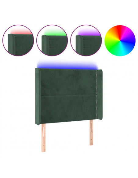 Testiera a LED Verde Scuro 83x16x118/128 cm in Velluto