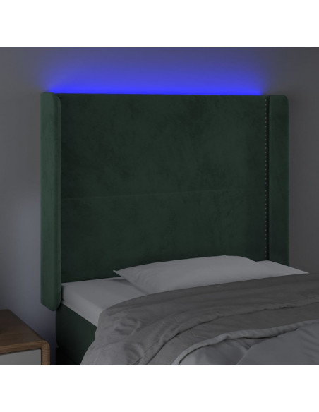 Testiera a LED Verde Scuro 83x16x118/128 cm in Velluto