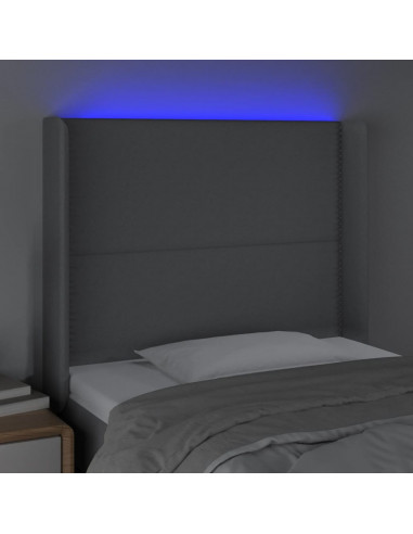 Testiera a LED Grigio Chiaro 93x16x118/128 cm in Tessuto