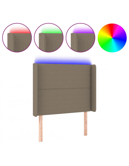 Testiera a LED Tortora 83x16x118/128 cm in Tessuto