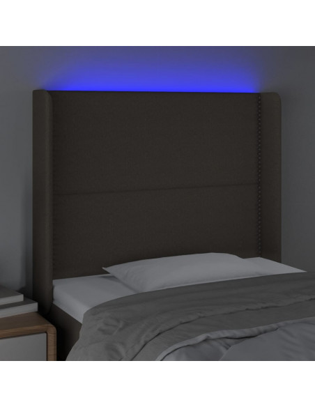 Testiera a LED Tortora 83x16x118/128 cm in Tessuto