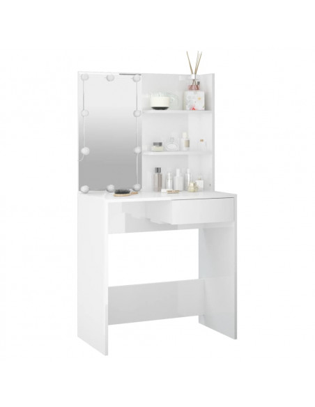 Toeletta con LED Bianco Lucido 74,5x40x141 cm