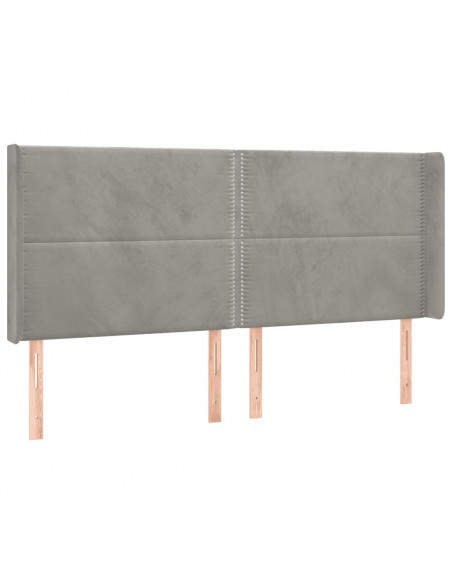 Testiera a LED Grigio Chiaro 163x16x118/128 cm in Velluto