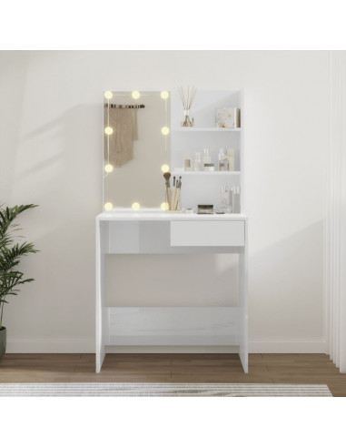 Toeletta con LED Bianco Lucido 74,5x40x141 cm