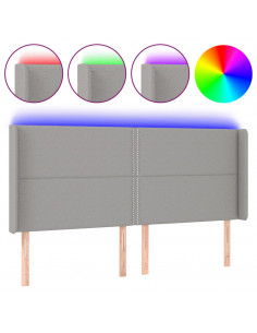 Testiera a LED Grigio Chiaro 183x16x118/128 cm in Tessuto 2