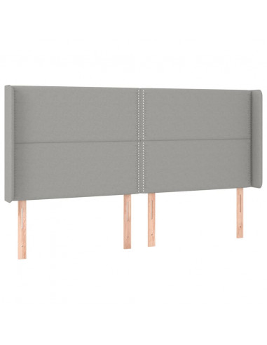 Testiera a LED Grigio Chiaro 183x16x118/128 cm in Tessuto