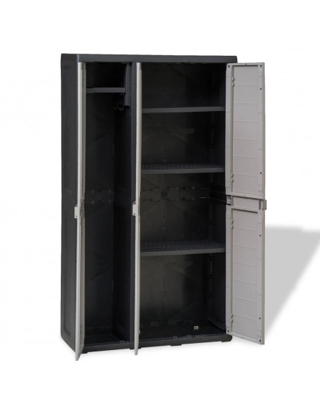 Armadietto da Giardino a 4 Ripiani Nero e Grigio