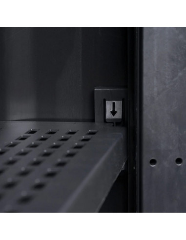 Armadietto da Giardino a 4 Ripiani Nero e Grigio