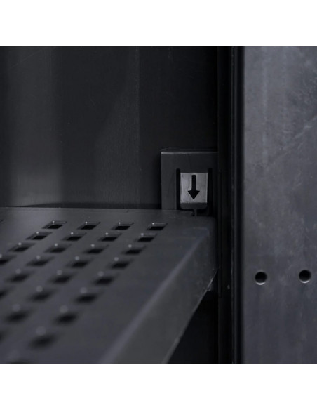 Armadietto da Giardino a 4 Ripiani Nero e Grigio