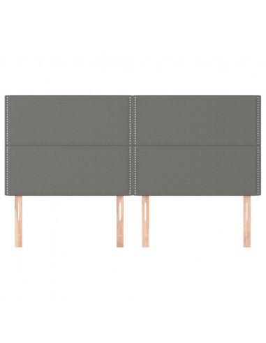 Testiera 4 pz Grigio Scuro 90x5x78/88 cm in Tessuto