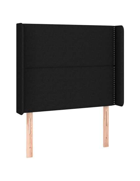 Testiera ad Orecchio Nera 103x16x118/128 cm in Tessuto
