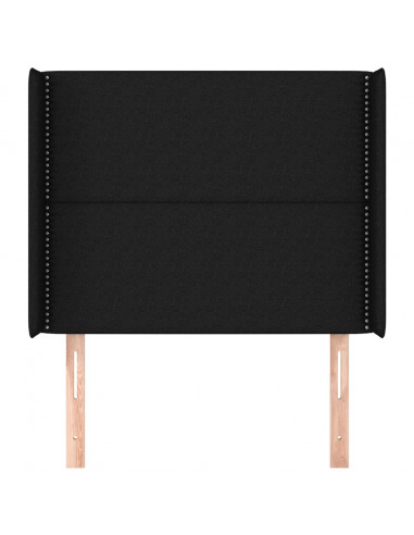 Testiera ad Orecchio Nera 103x16x118/128 cm in Tessuto