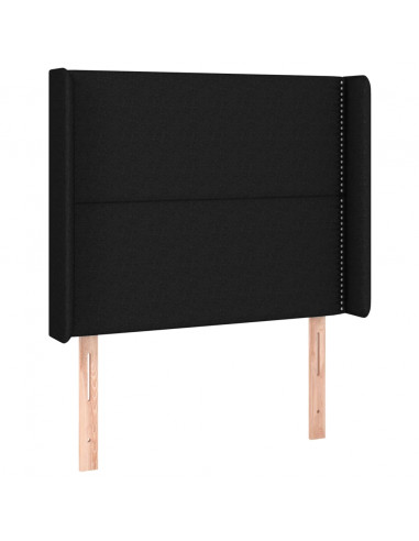 Testiera ad Orecchio Nera 93x16x118/128 cm in Tessuto