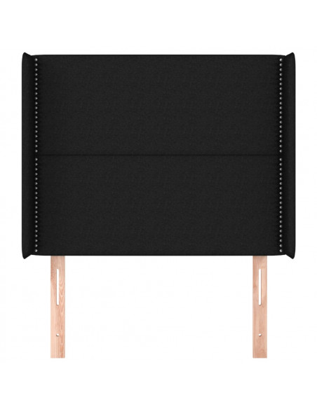 Testiera ad Orecchio Nera 93x16x118/128 cm in Tessuto