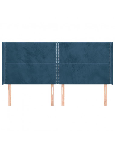 Testiera ad Orecchio Blu Scuro 163x16x118/128 cm in Velluto