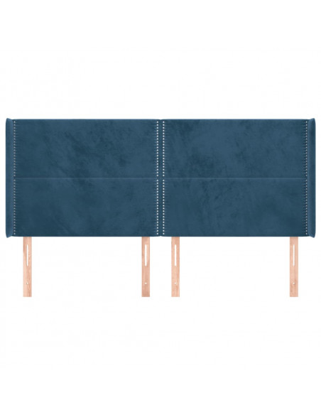 Testiera ad Orecchio Blu Scuro 163x16x118/128 cm in Velluto