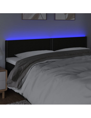 Testiera a LED Nera 200x5x78/88 cm in Tessuto