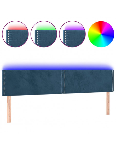 Testiera a LED Blu scuro 160x5x78/88 cm in Tessuto