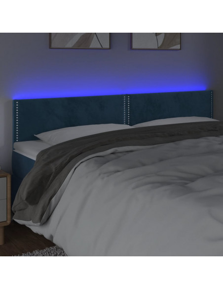 Testiera a LED Blu scuro 160x5x78/88 cm in Tessuto